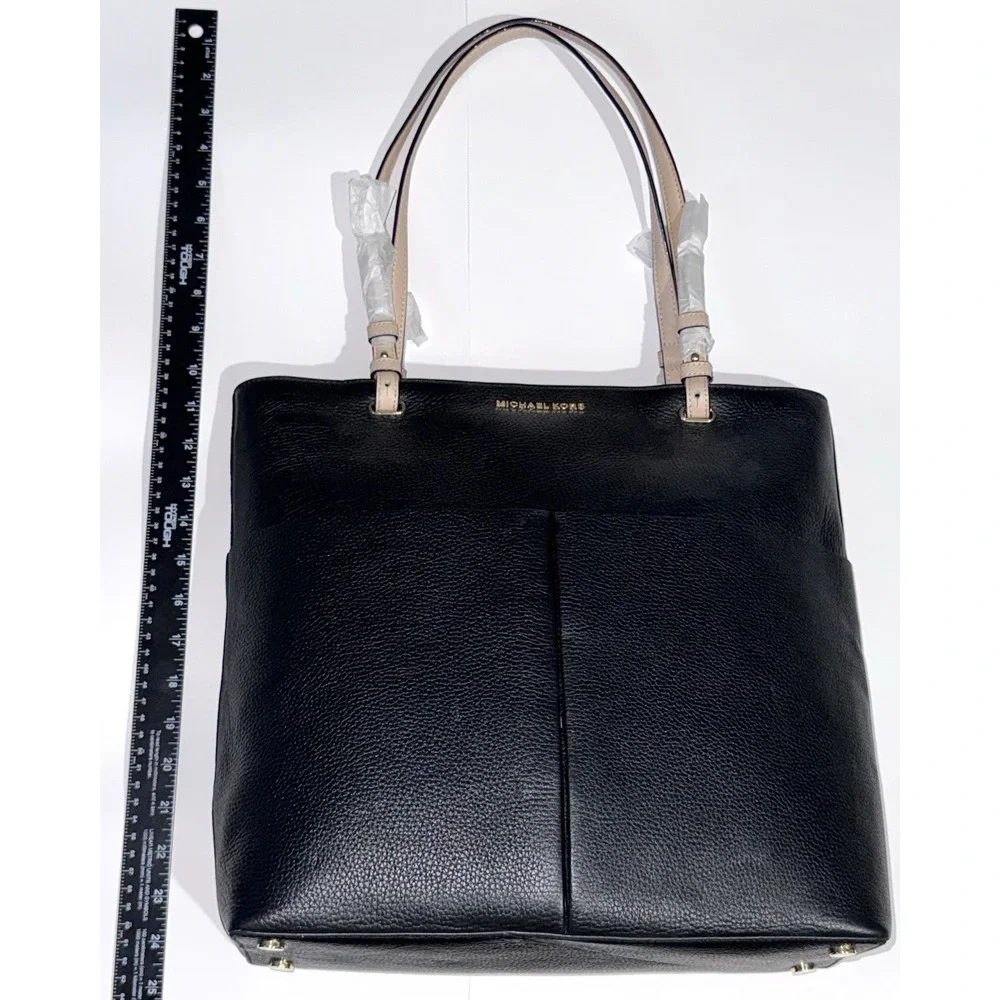 Michael Kors MK Bedford Legacy Top Zip Purse Leather Pocket Tote Black Bag
